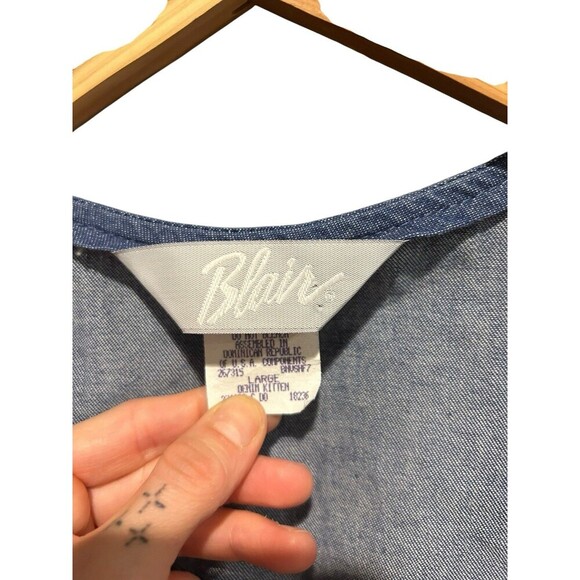 Blair Vintage Cat Kitten Vest 90s Denim Cat Lady Blue Size Large Retro - Picture 4 of 6